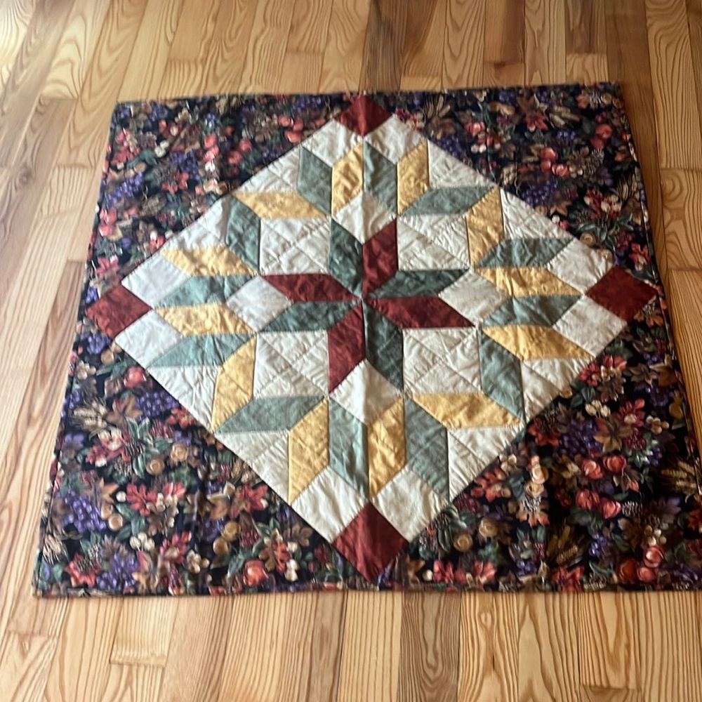 Hand made Pieced Quilt Fall Colours 40” Square